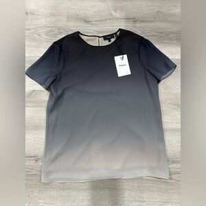 P85 NWT Theory size P Petite Navy 100% silk ombre short sleeve top $295